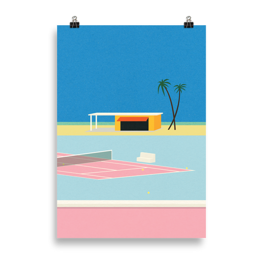 Poster Art Print Illustration – Tennis By The Beach