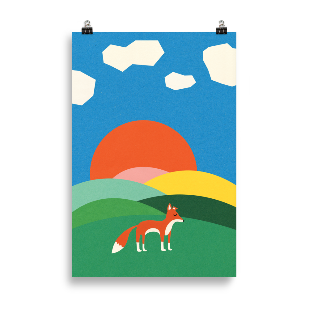 Poster Art Print Illustration – Fox on the field