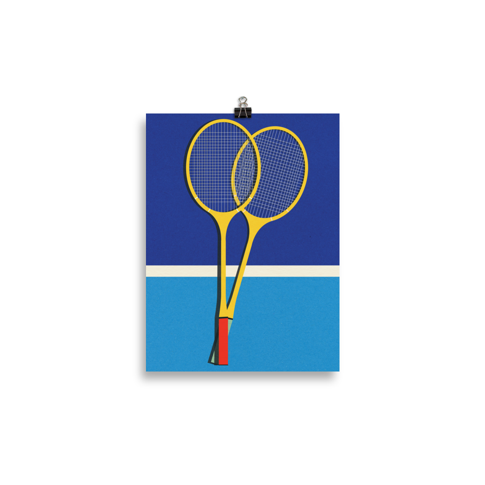 Poster Art Print Illustration – Wooden Badminton Rackets