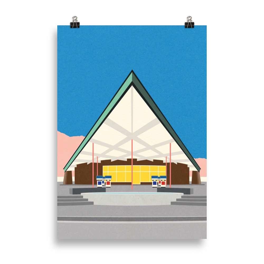 Poster Art Print Illustration – Albert Frey Tramway Gas Station Palm Springs