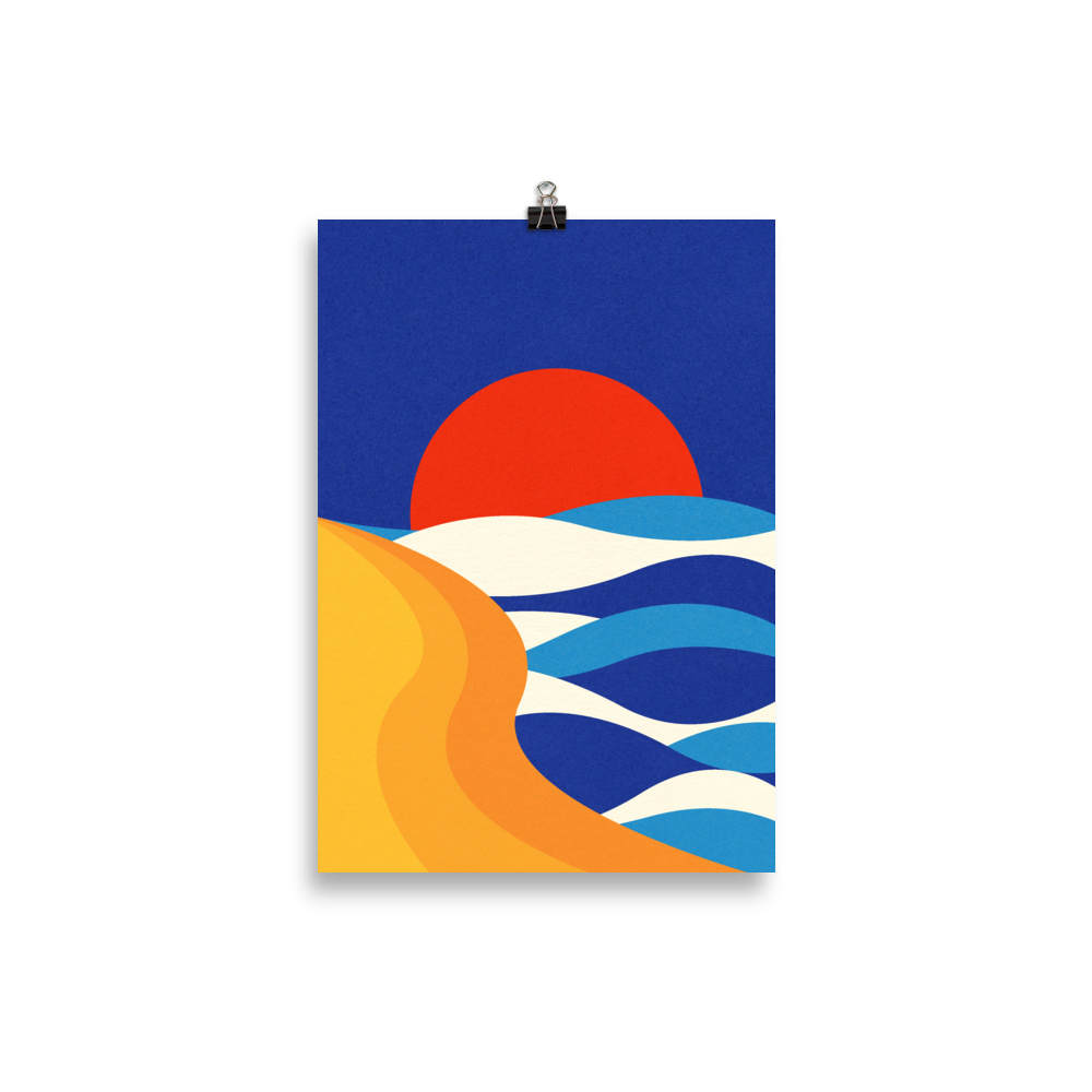 Poster Art Print Illustration – Sunset At The Beach
