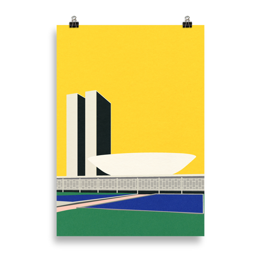 Poster Art Print Illustration – Congresso Nacional Brasilia by Oscar Niemeyer