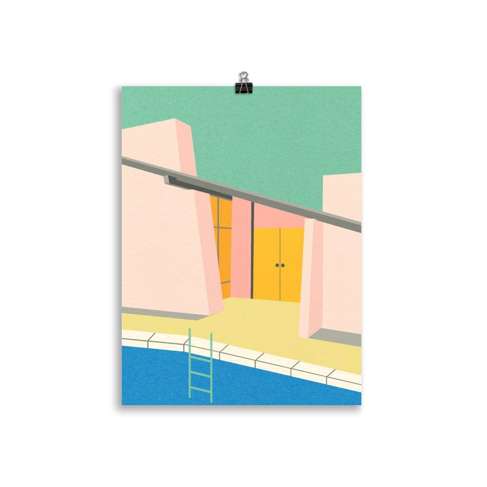 Poster Art Print Illustration – Mid Century Pool House