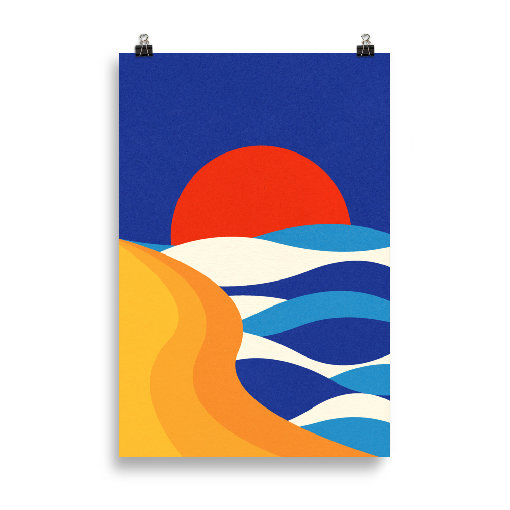 Poster Art Print Illustration – Sunset At The Beach