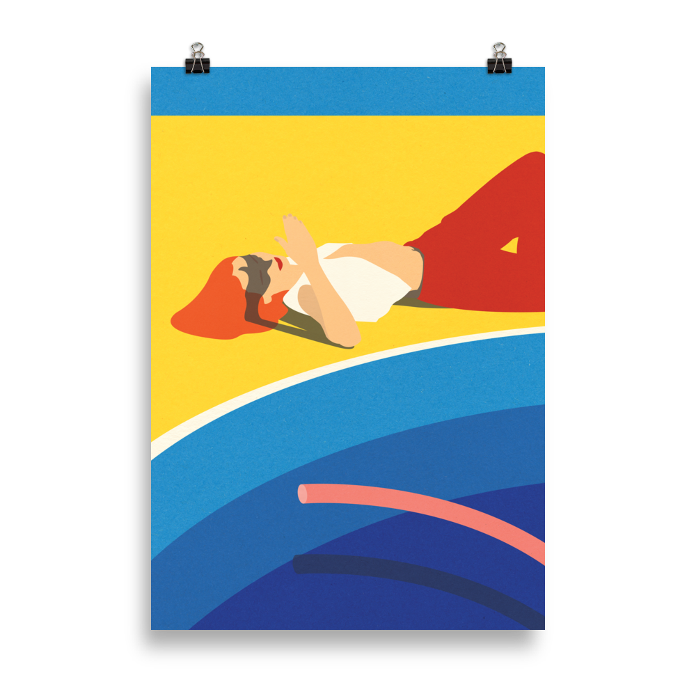 Poster Art Print Illustration – Viktoria at the pool