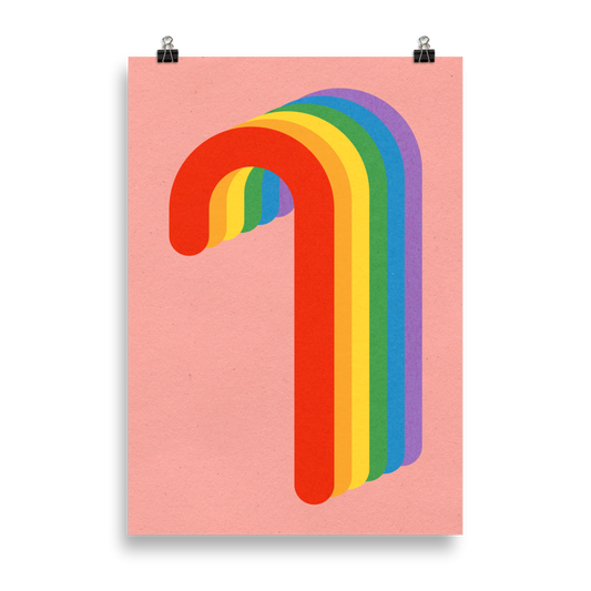 Poster Art Print Illustration – Rainbow Candy Cane