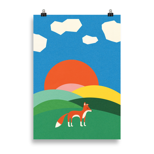 Poster Art Print Illustration – Fox on the field