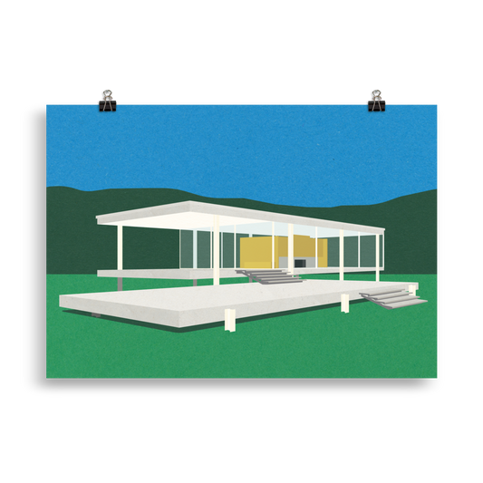 Poster Art Print Illustration – Ludwig Mies van der Rohe Farnsworth House