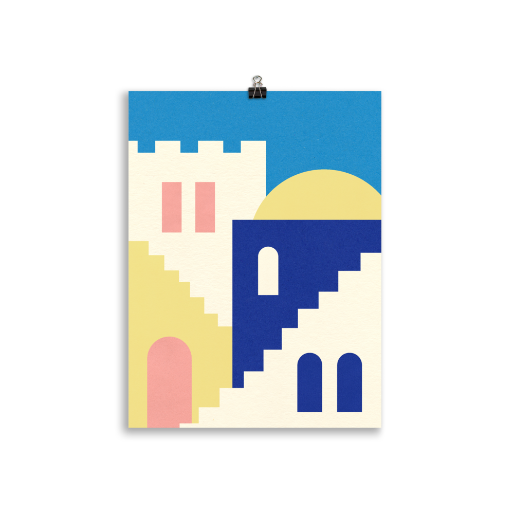 Poster Art Print Illustration – Houses And Stairs Of Rabat