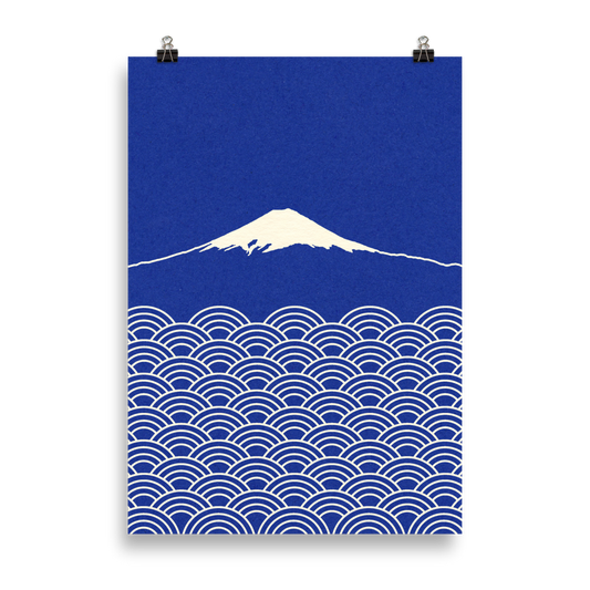 Poster Art Print Illustration – Waves And Fuji San