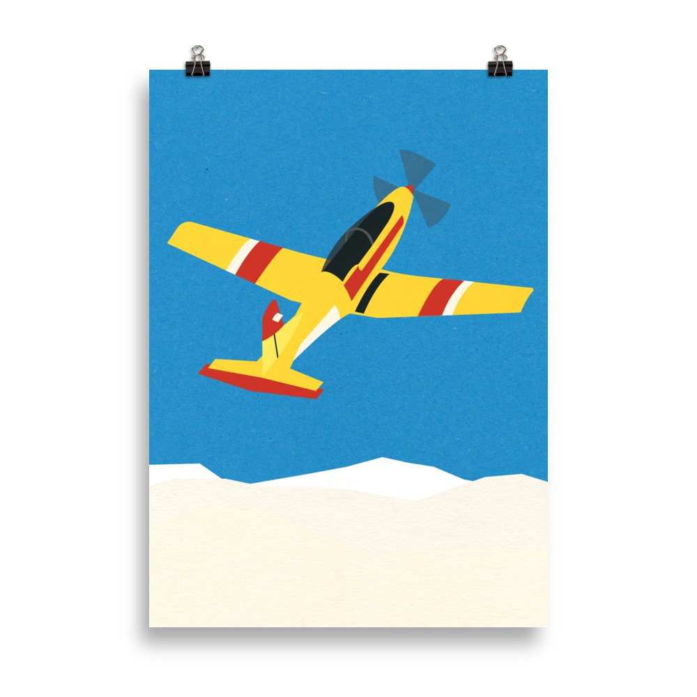 Poster Art Print Illustration – Aircraft Over The Clouds