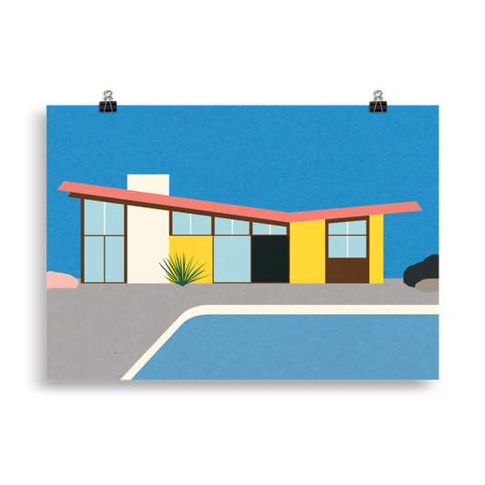 Poster Art Print Illustration – Krisel Butterfly Roof Palm Springs