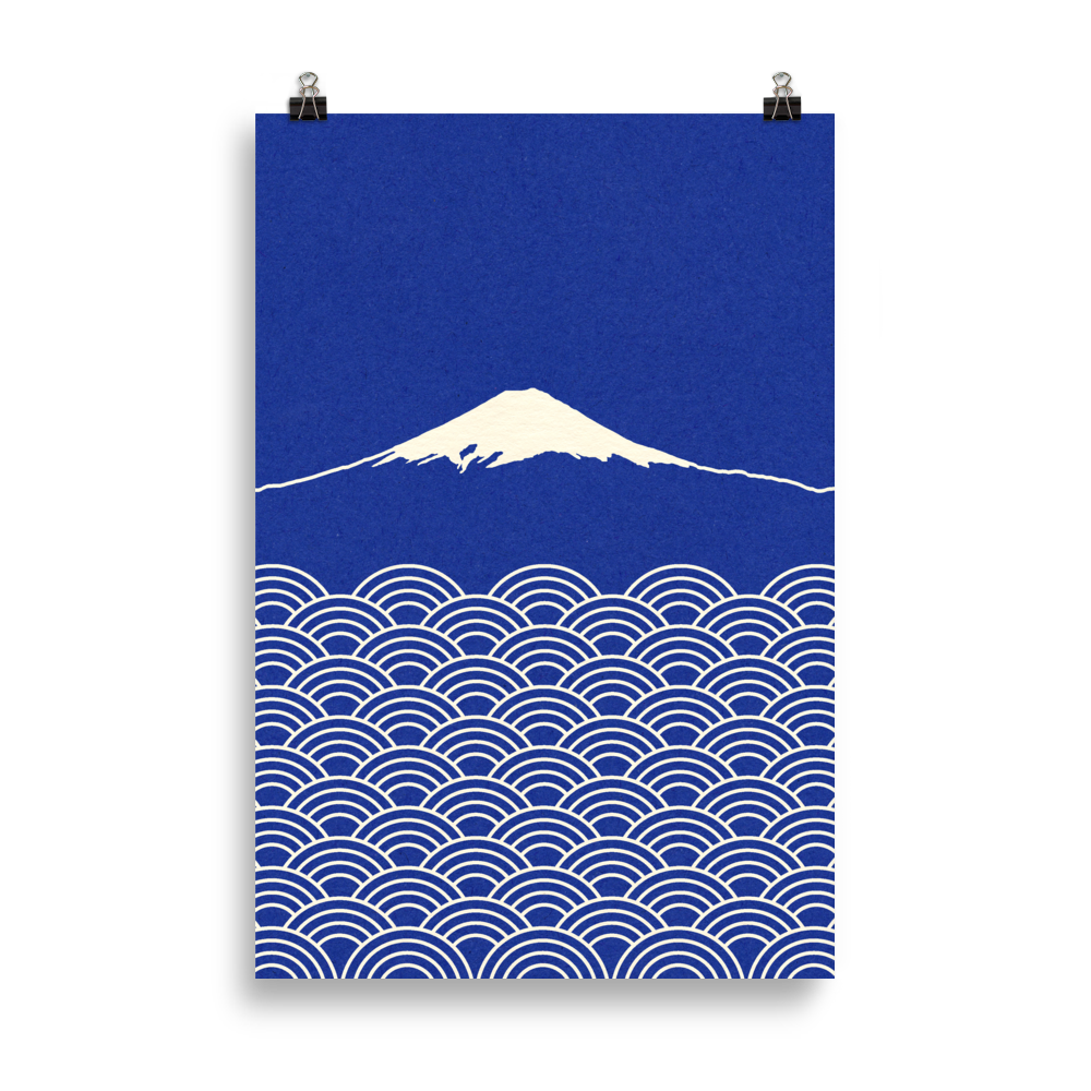 Poster Art Print Illustration – Waves And Fuji San