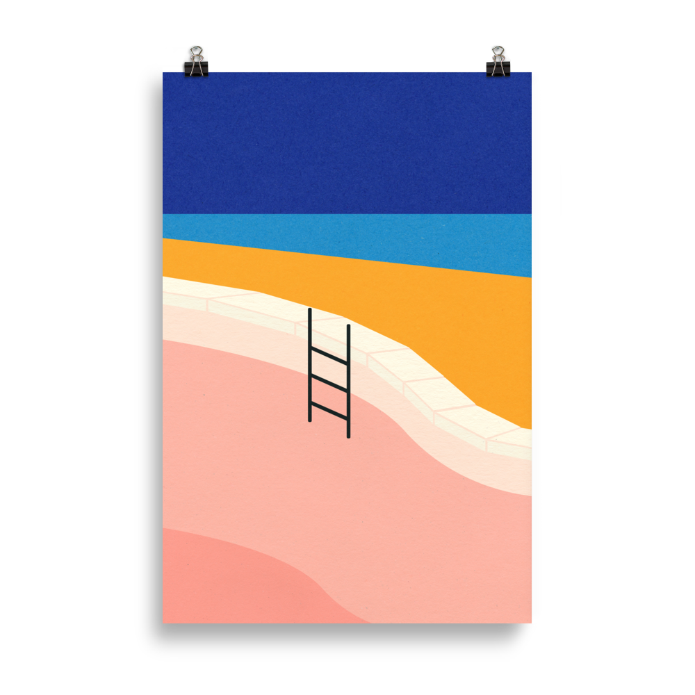 Poster Art Print Illustration – Pool By The Ocean