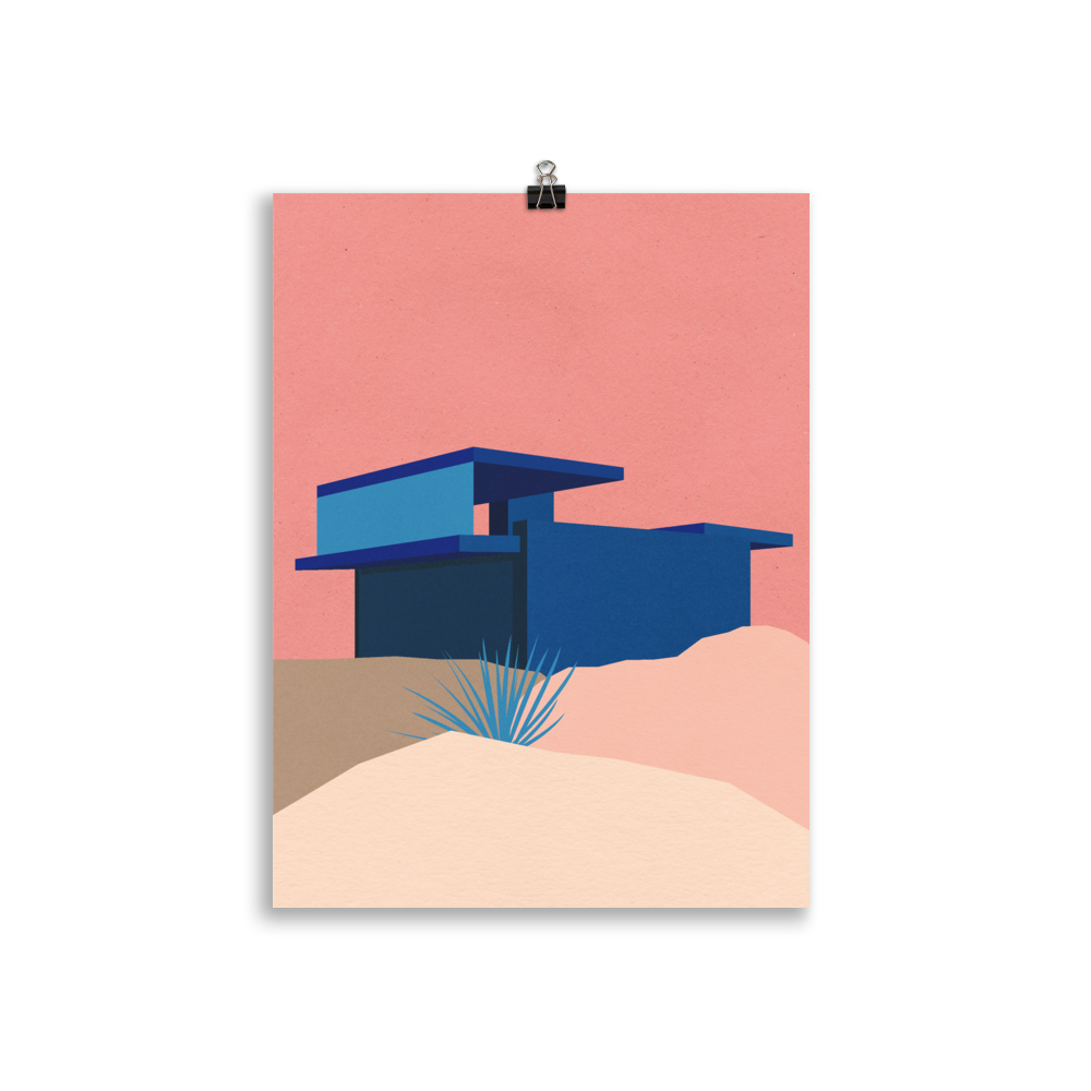 Poster Art Print Illustration – Kaufmann Desert House Palm Springs Blue - Rosé