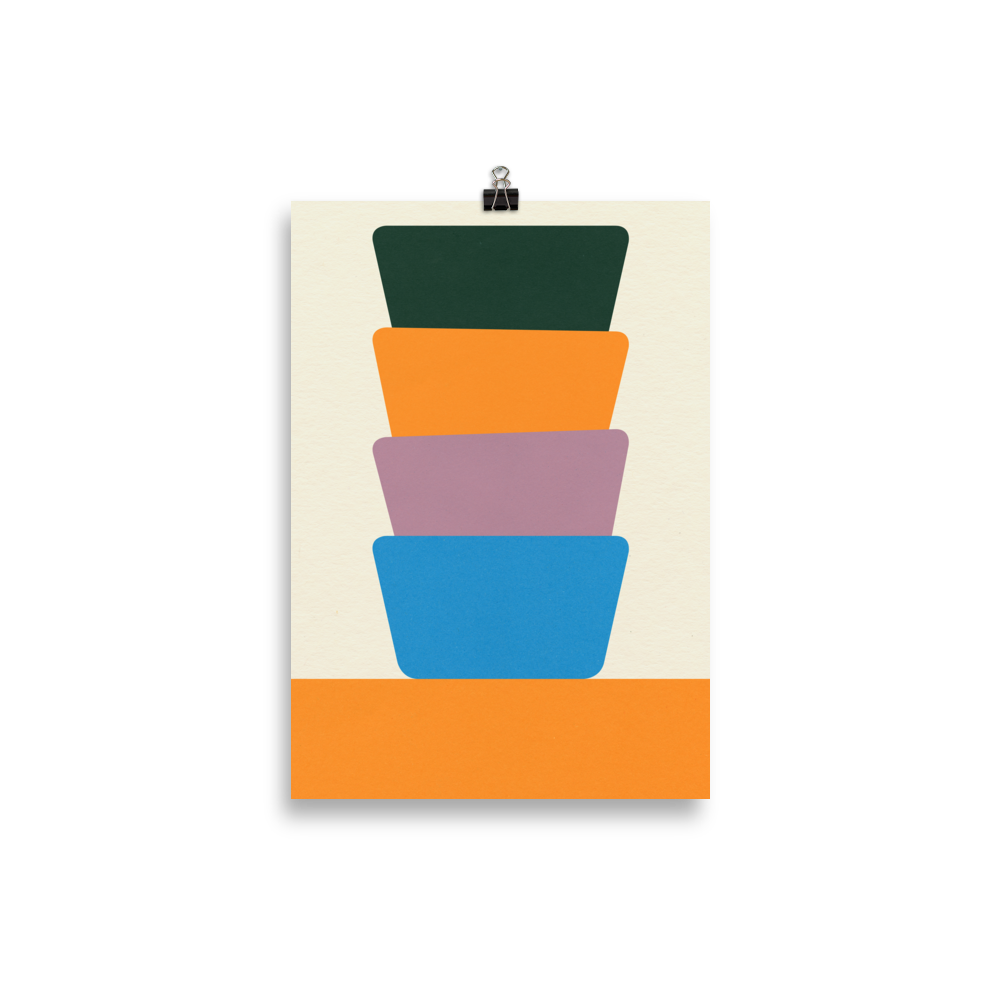 Poster Art Print Illustration – Four Plastic Bowls