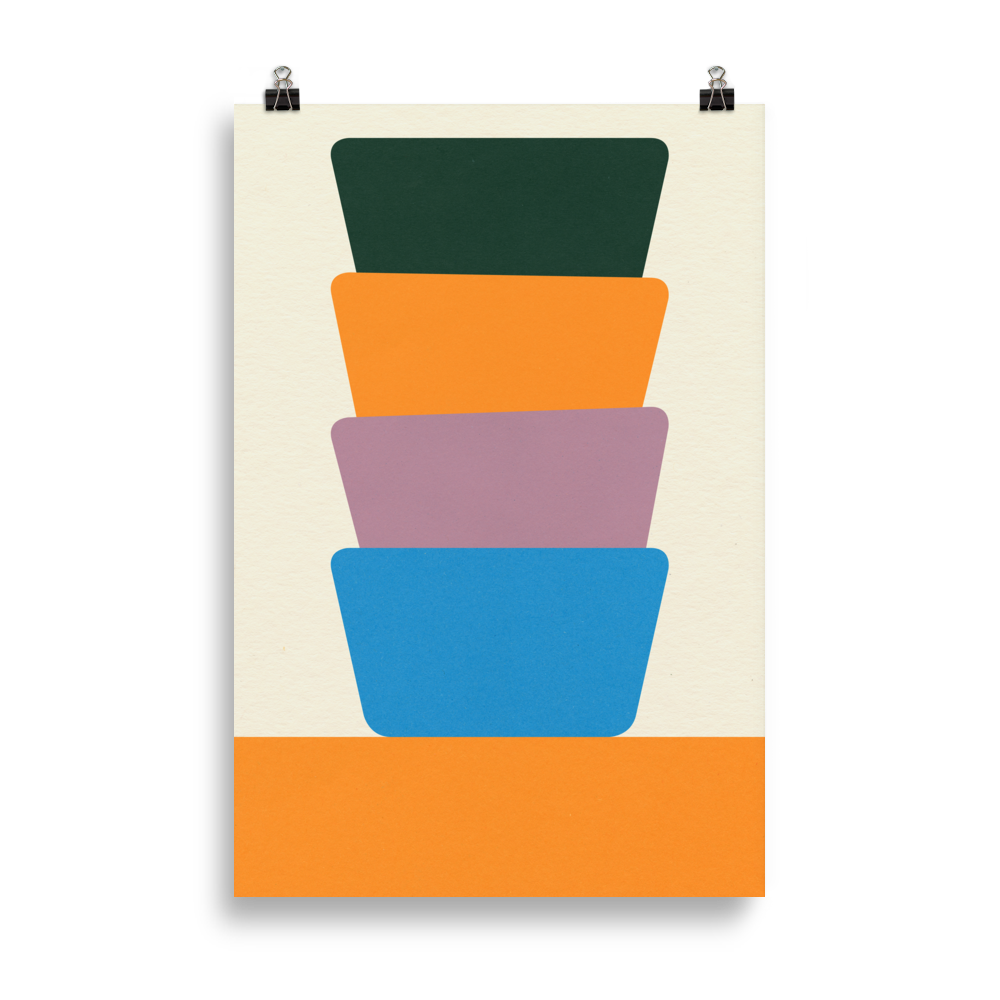 Poster Art Print Illustration – Four Plastic Bowls