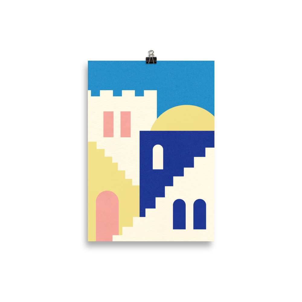 Poster Art Print Illustration – Houses And Stairs Of Rabat
