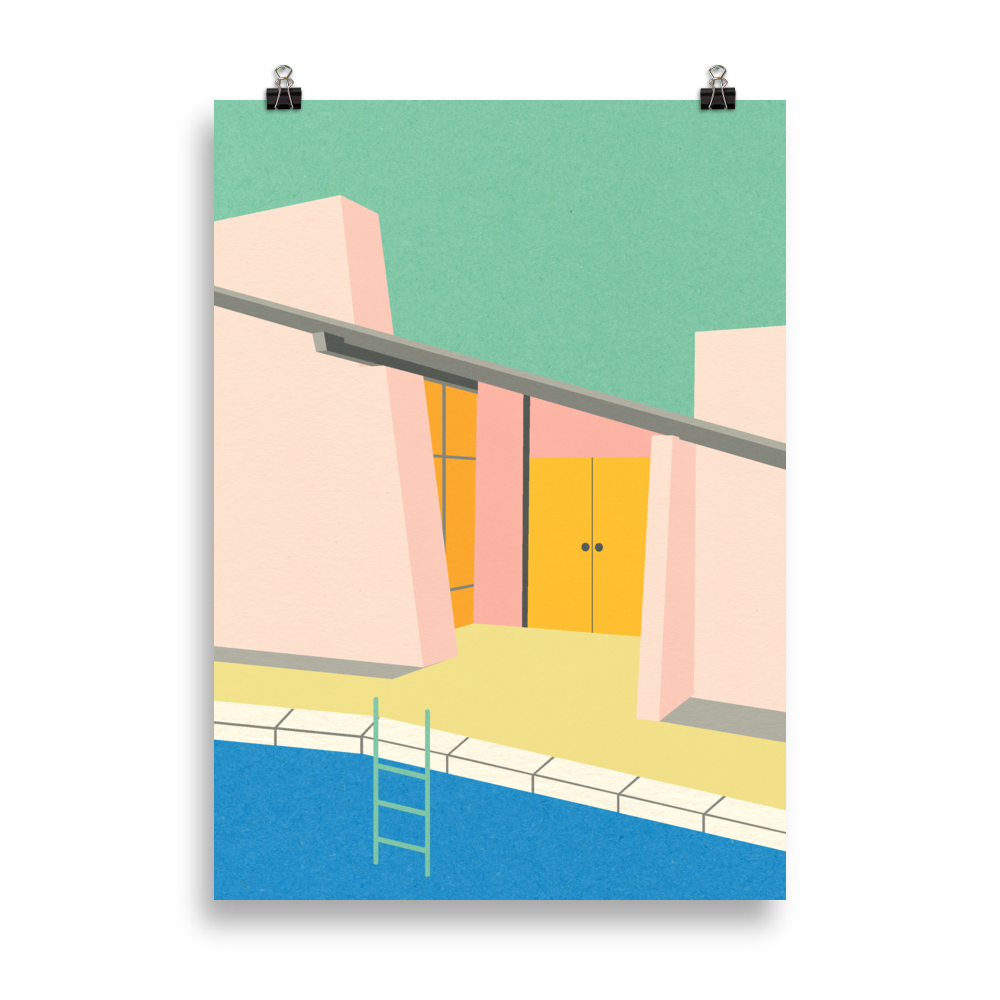 Poster Art Print Illustration – Mid Century Pool House