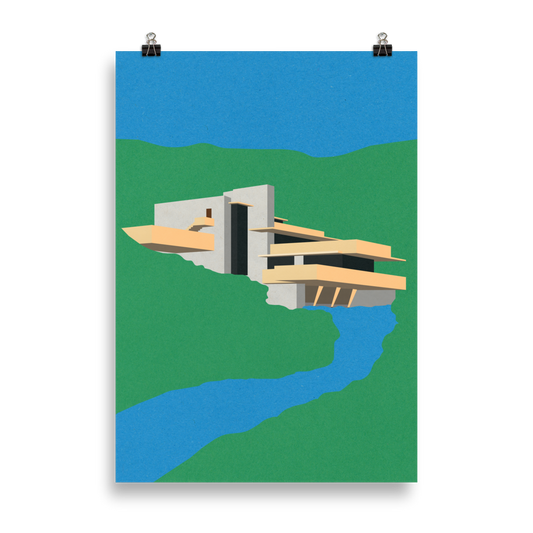 Poster Art Print Illustration – Frank Lloyd Wright Falling Water
