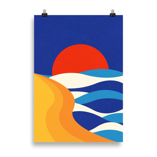 Poster Art Print Illustration – Sunset At The Beach