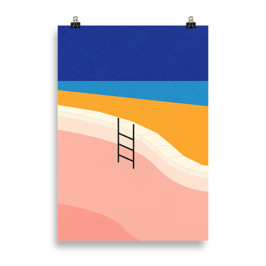 Poster Art Print Illustration – Pool By The Ocean