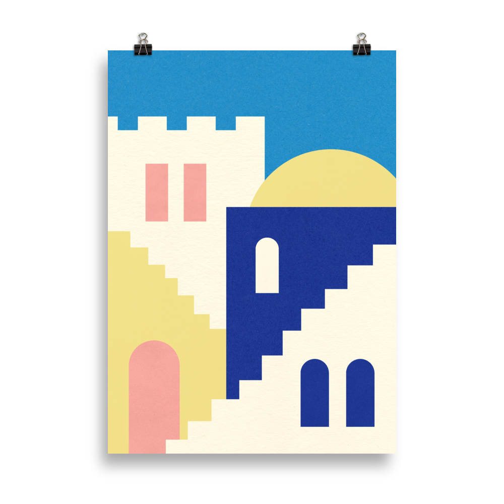Poster Art Print Illustration – Houses And Stairs Of Rabat