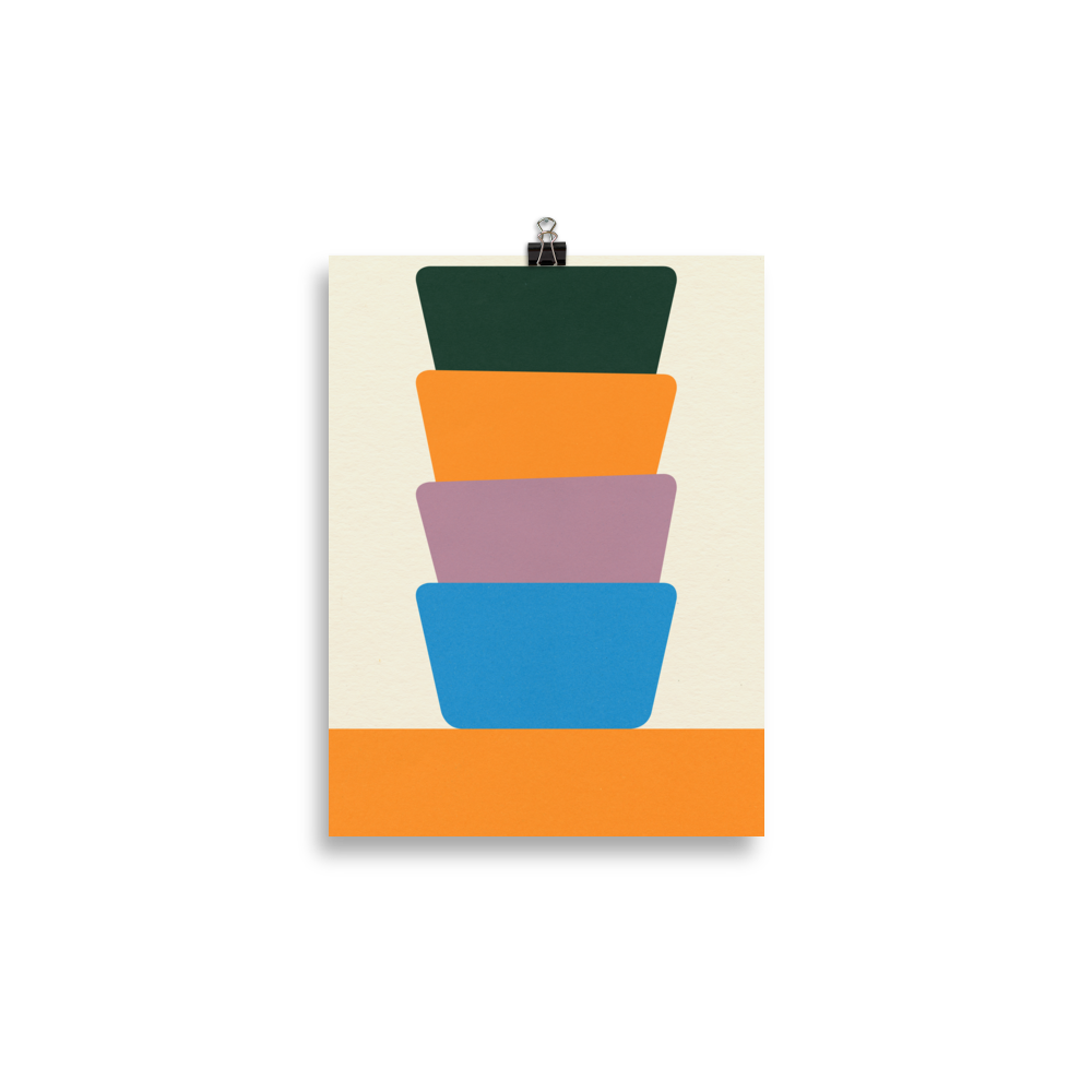 Poster Art Print Illustration – Four Plastic Bowls