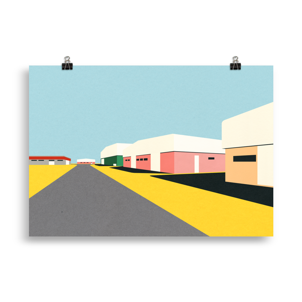 Poster Art Print Illustration – Desert Warehouses