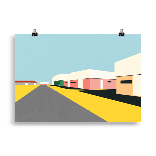 Poster Art Print Illustration – Desert Warehouses